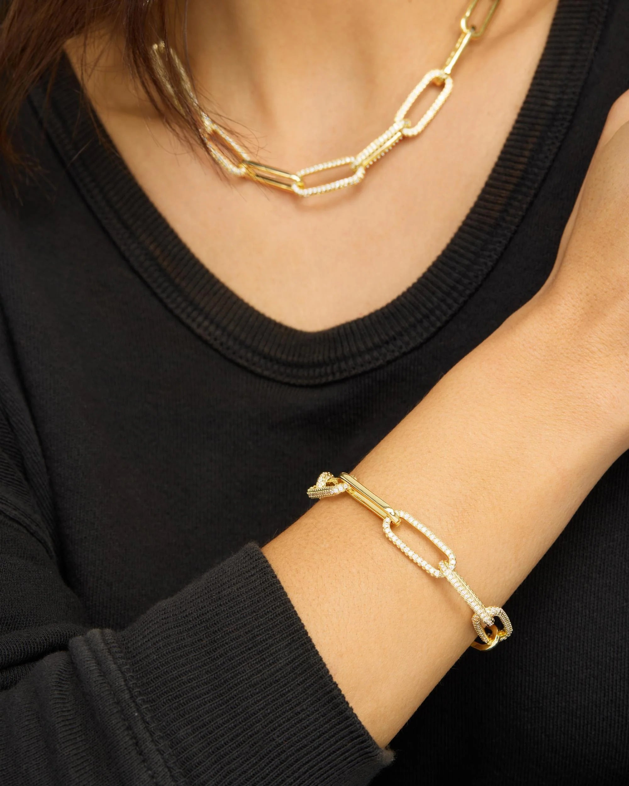 Carrie Pave Chain Link Bracelet