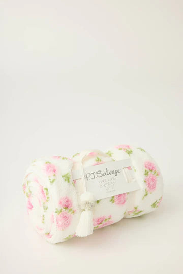 PJ Salvage Let's Get Cozy Floral Blanket