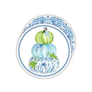 Coaster Set of 20- Handpainted Blue Chinoiserie Pumpkin