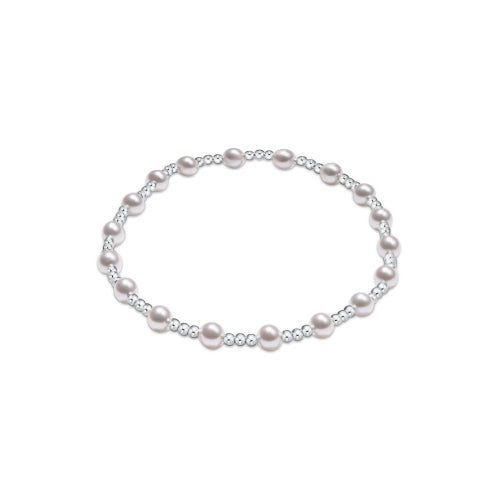 Sterling Silver Sincerity Pattern 4mm Bead Bracelet- Pearl