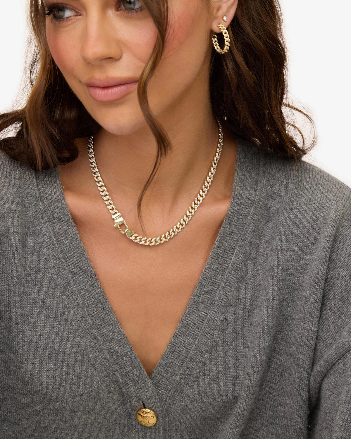 Pavé Julian Cuban Chain Necklace 6.8mm- 22"