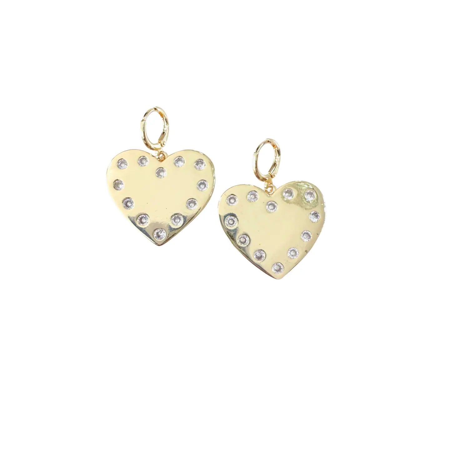 Cz Stud Heart Huggie Earrings