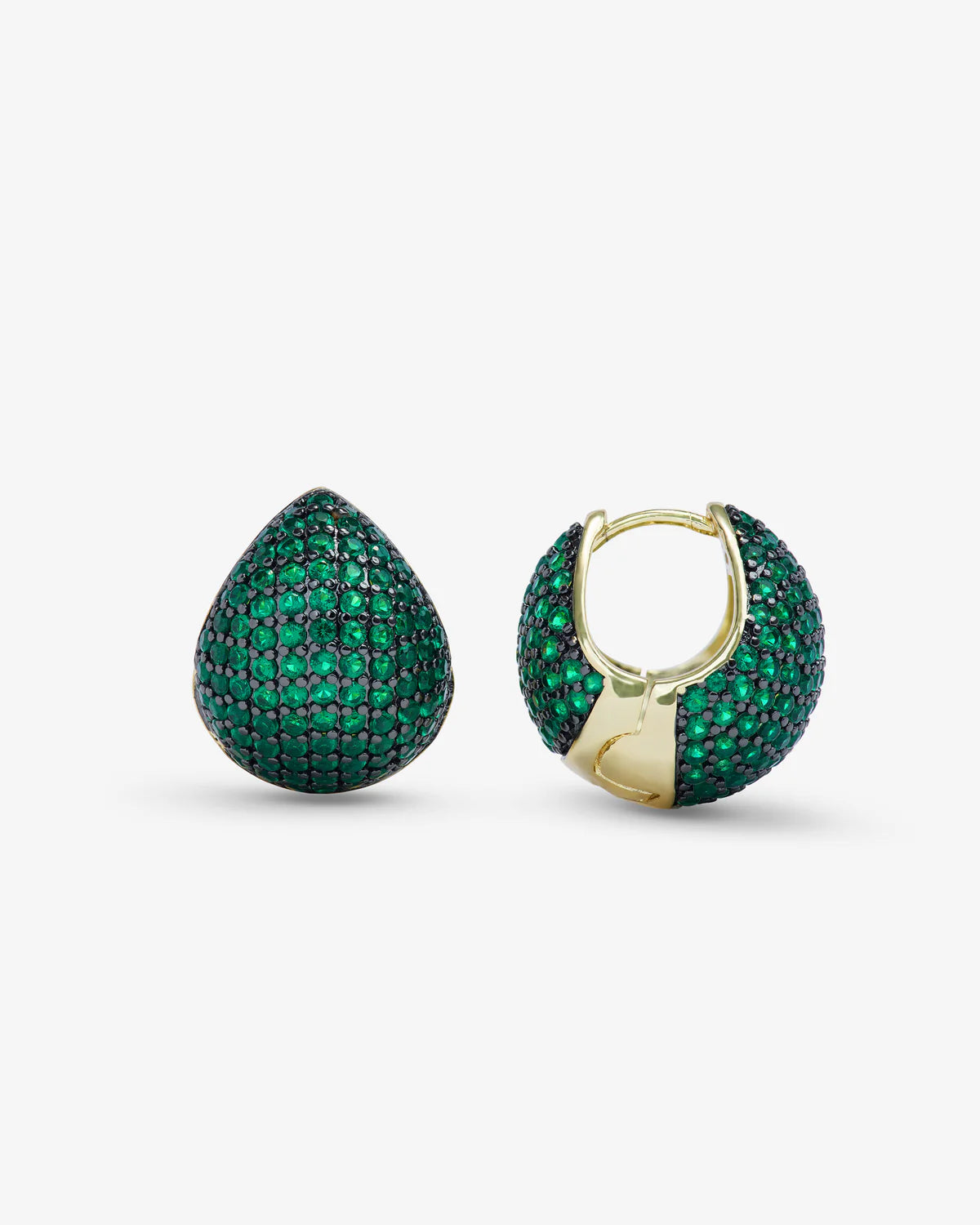 Norah Pave Earrings- Emerald