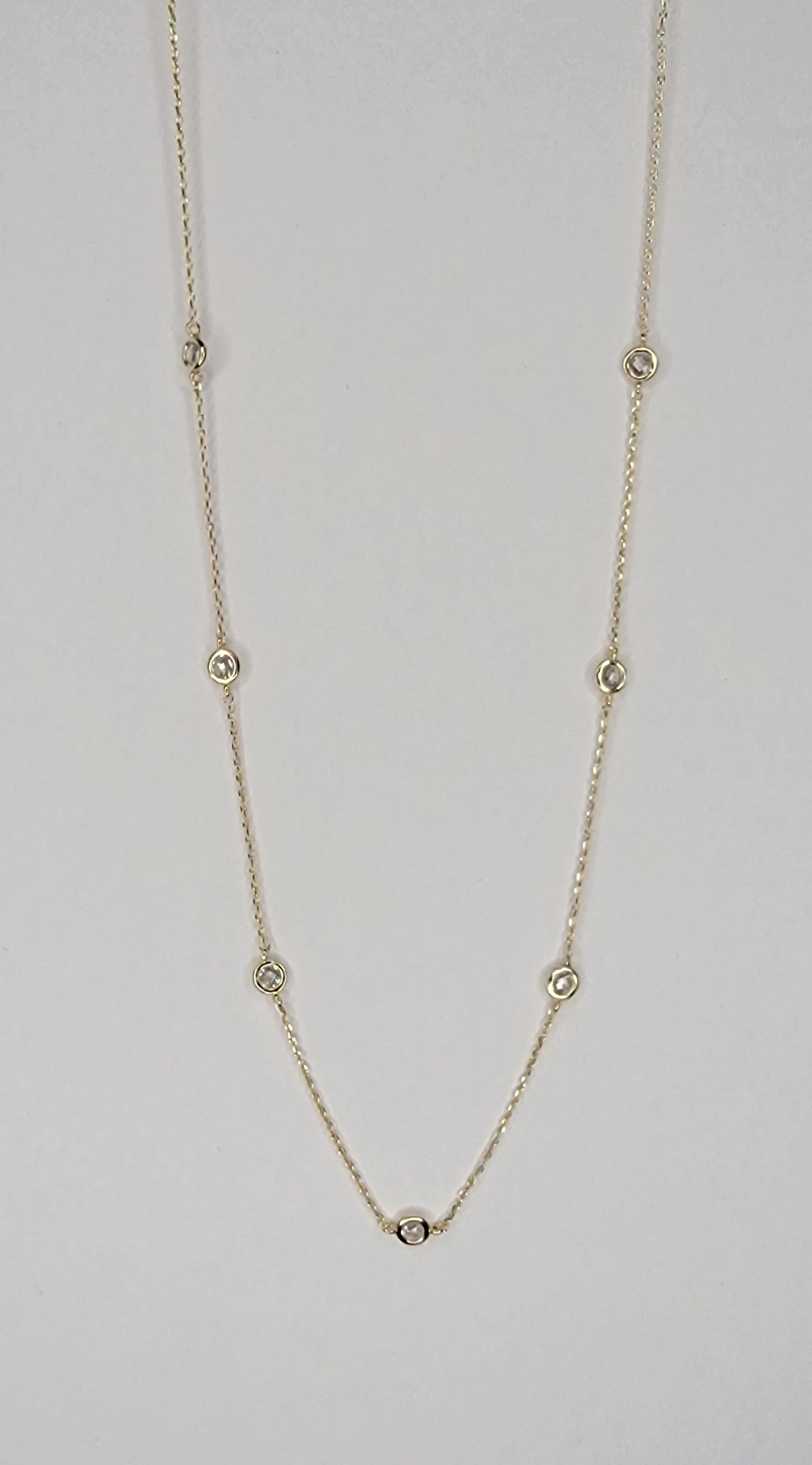 Log CZ Crystal Necklace- Gold