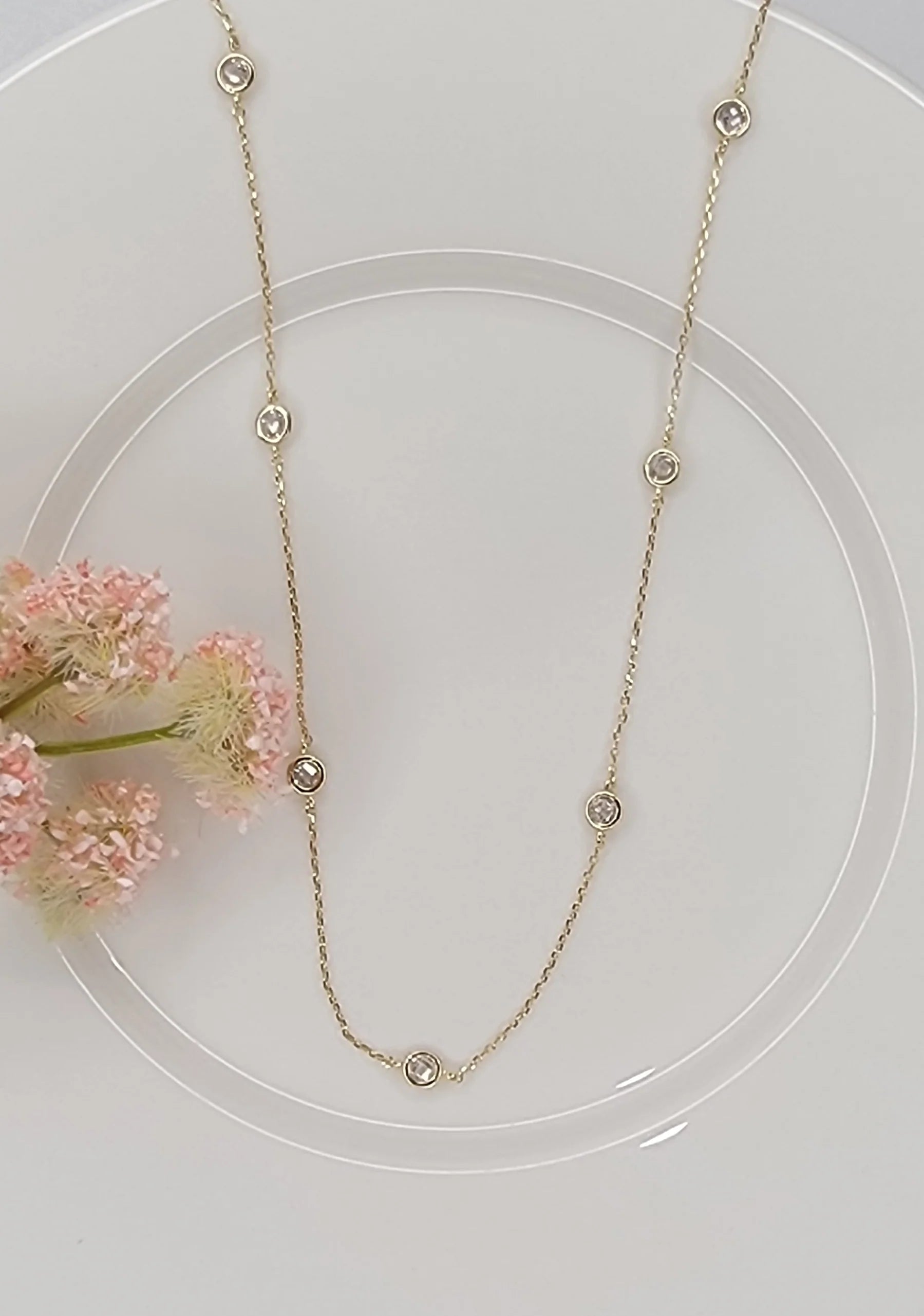 Log CZ Crystal Necklace- Gold
