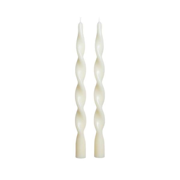 Lumière Twist Formal Taper Candles Set of 2- Ivory