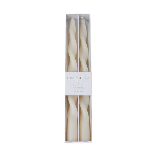 Lumière Twist Formal Taper Candles Set of 2- Ivory