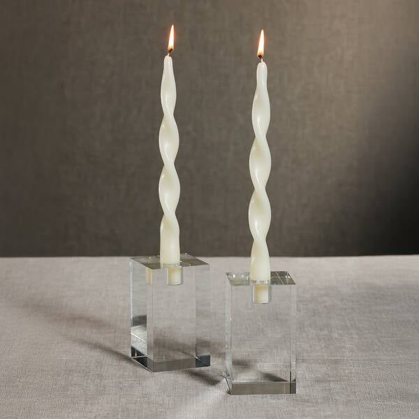 Lumière Twist Formal Taper Candles Set of 2- Ivory
