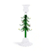 Crystal Taper Candle Holder- Clear & Green