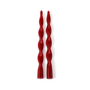 Lumière Twist Formal Taper Candles Set of 2- Crimson Red