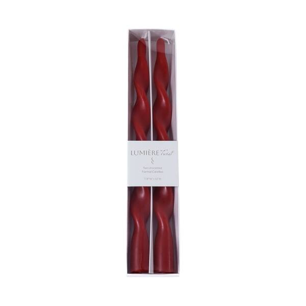 Lumière Twist Formal Taper Candles Set of 2- Crimson Red