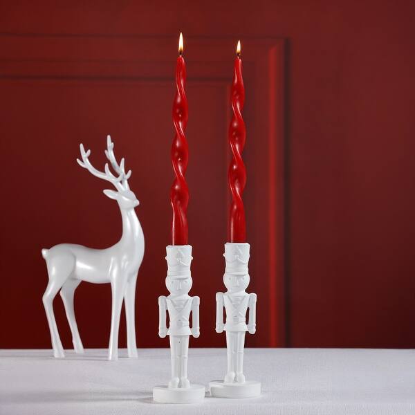 Lumière Twist Formal Taper Candles Set of 2- Crimson Red