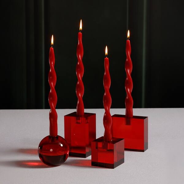 Lumière Twist Formal Taper Candles Set of 2- Crimson Red