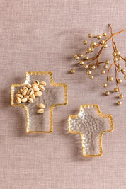 Glass Cross Tidbit Tray Set