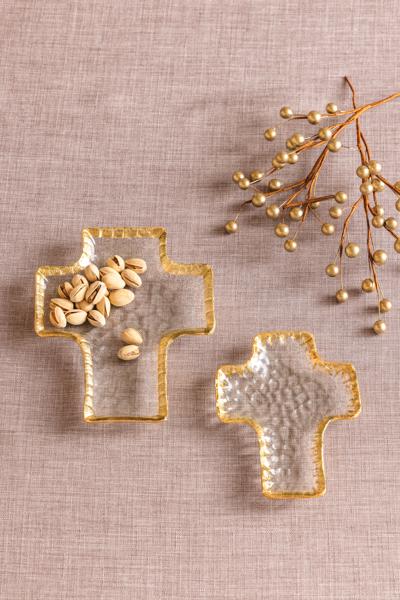 Glass Cross Tidbit Tray Set