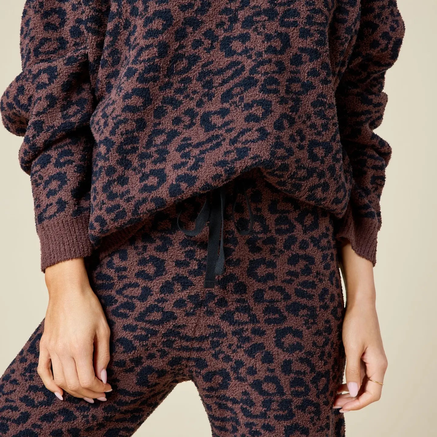 Marshmallow Crew Neck Lounge Set- Leopard