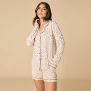 Aria- Slim Notch Collar Long Sleeve Short Set