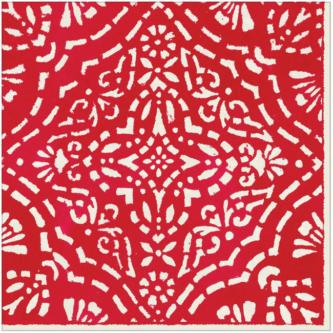 Caspari Cocktail Napkin - Annika Red