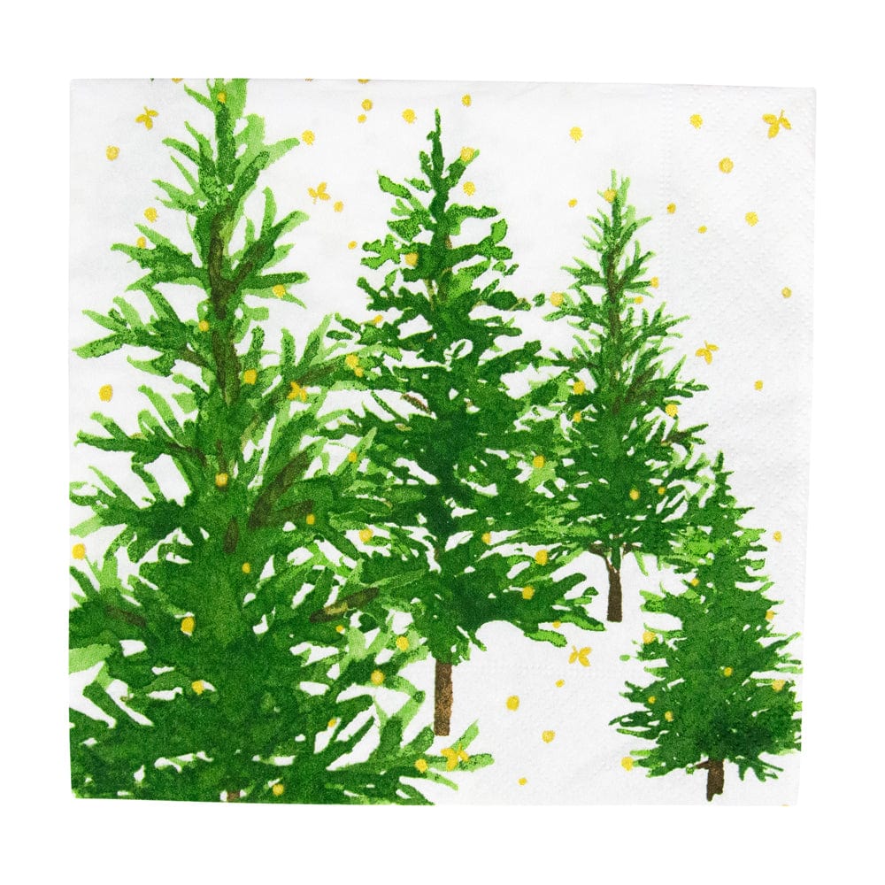 Caspari Cocktail Napkin - White Christmas