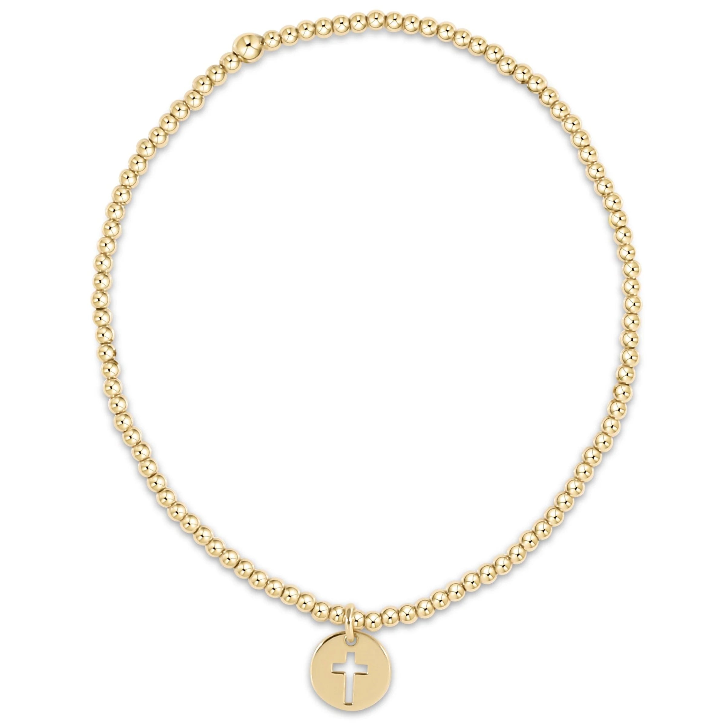egirl classic gold 3mm bead bracelet - Blessed Gold Disc