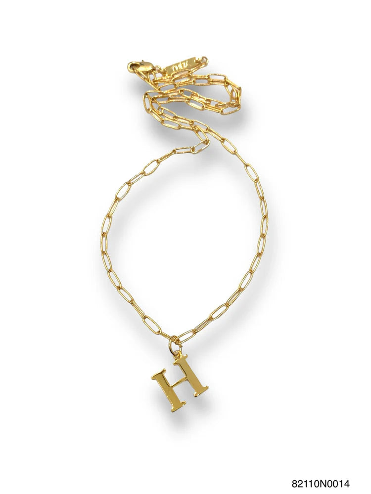 Gold Initial Necklace Paperclip Chain
