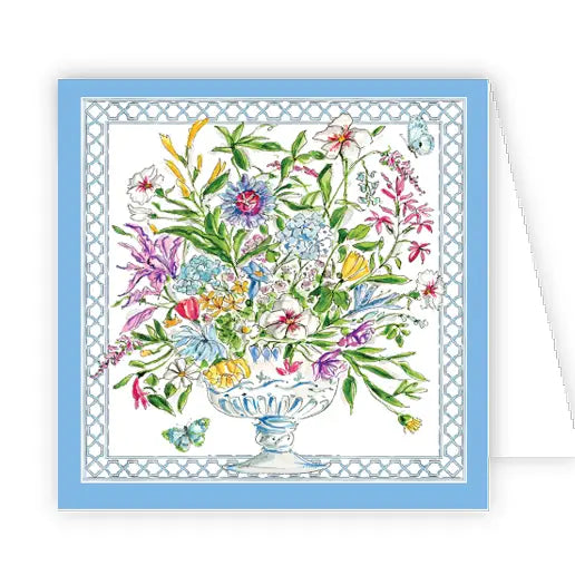 Enclosure Card- Hand painted Blue Floral Arrangement