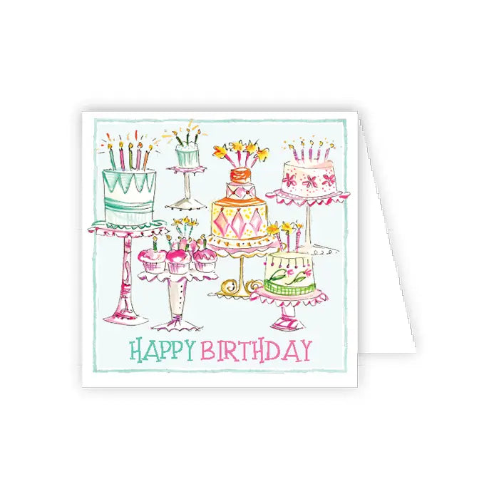 Enclosure Card- Hand painted Happy Birthday Multi Cakes