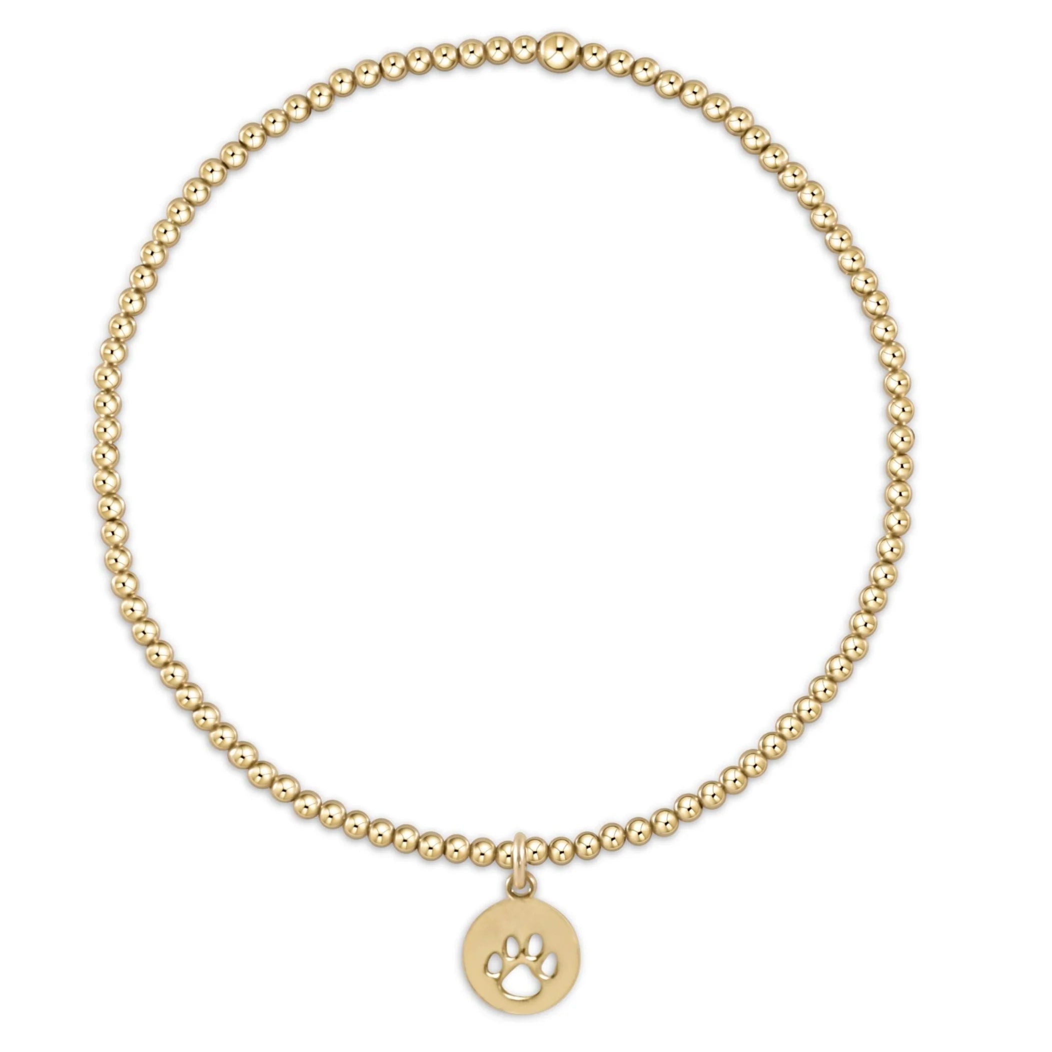 egirl classic gold 2mm bead bracelet - paw print