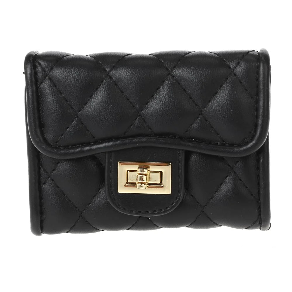 Quilted Credit Card Holder- Black