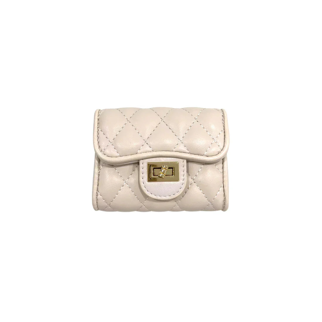 Quilted Credit Card Holder-Beige
