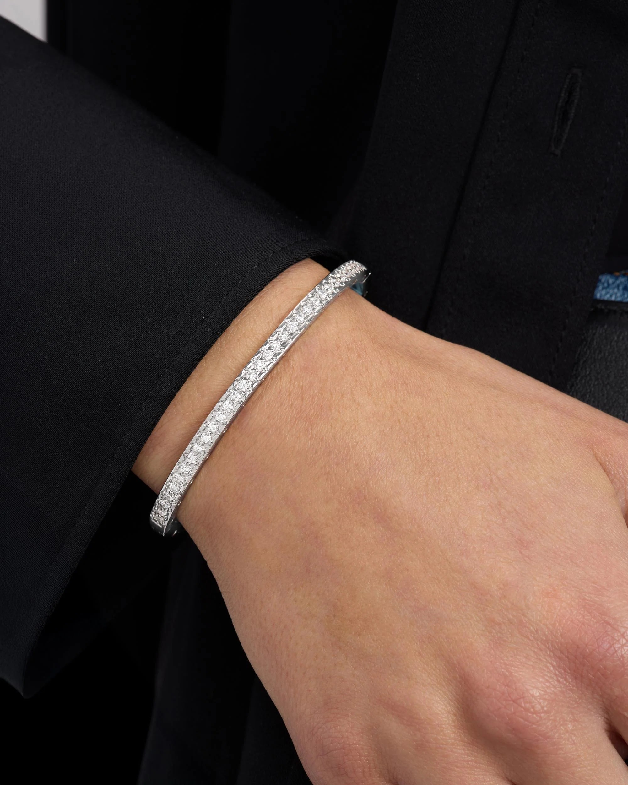 Ashley Pavé Cuff 4mm- Silver