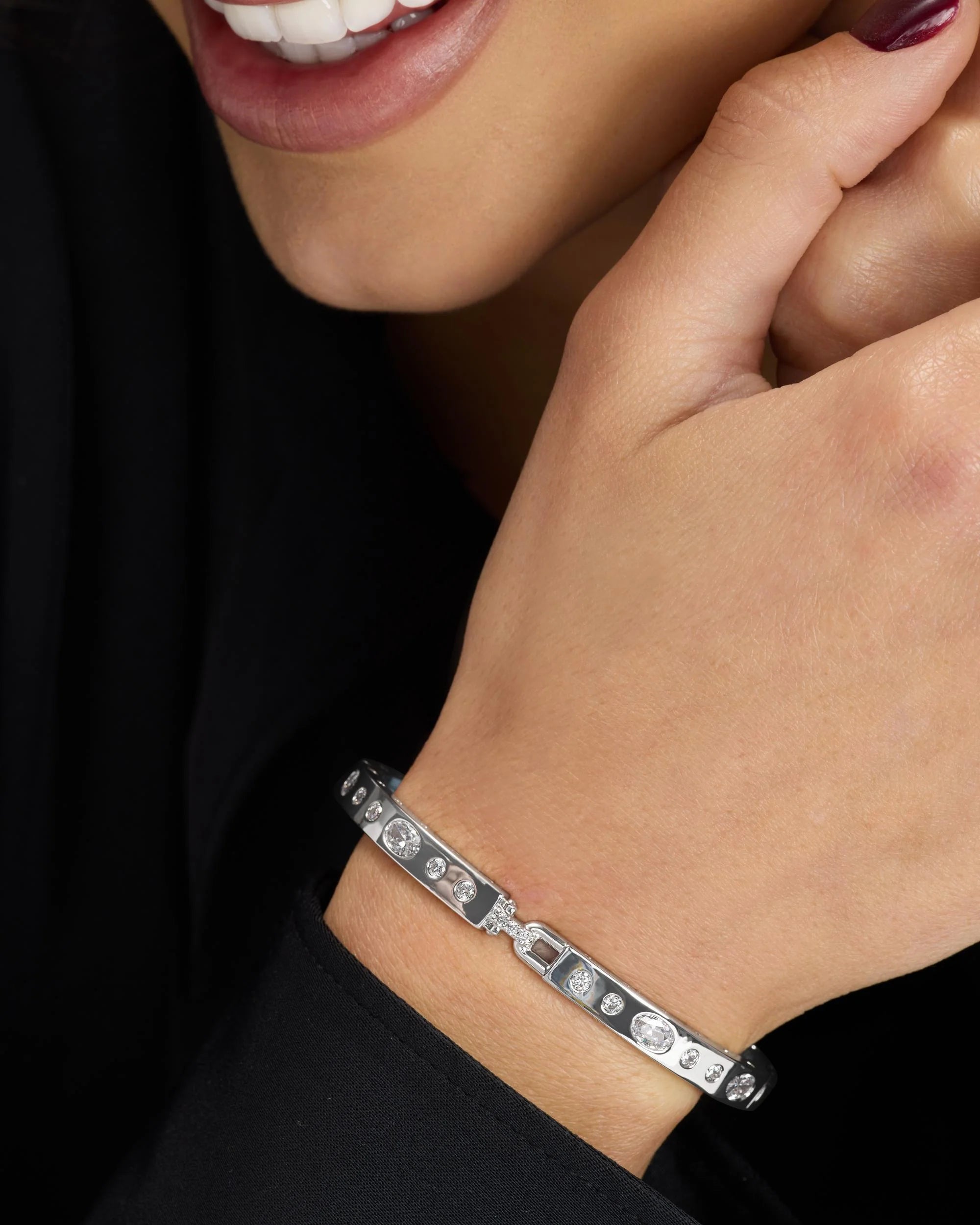 Ashley Sunset Lock Cuff 6mm- Silver