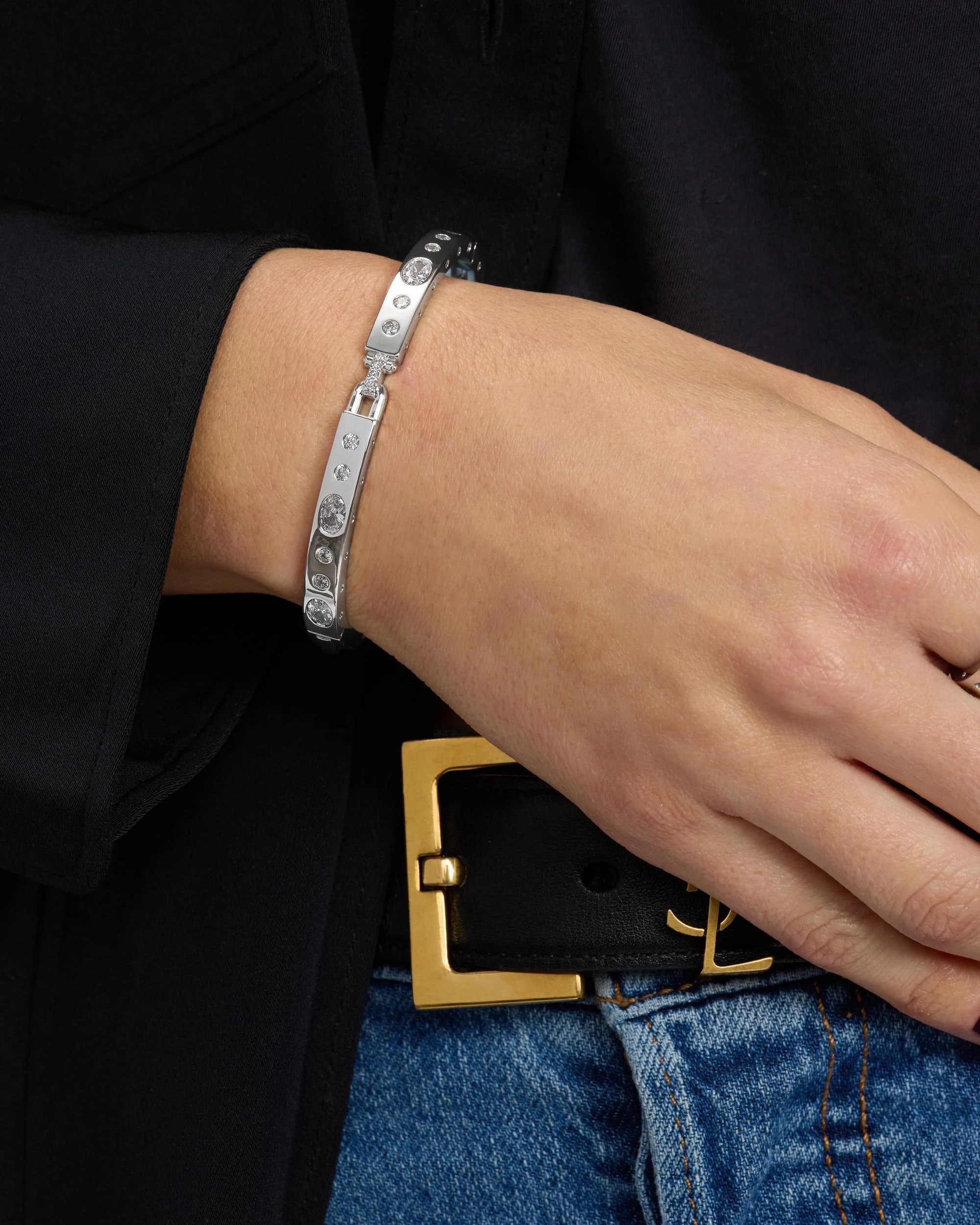 Ashley Sunset Lock Cuff 6mm- Silver