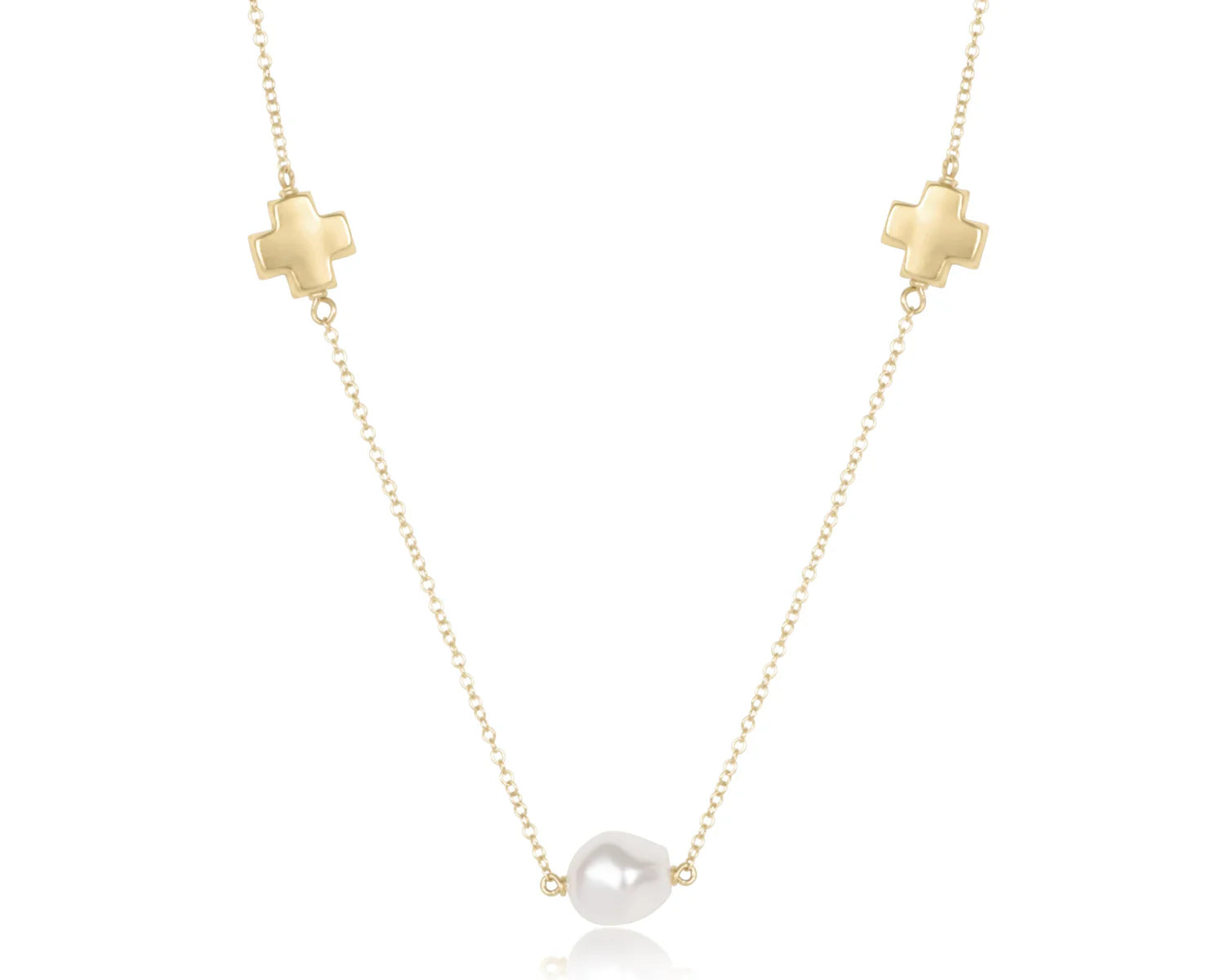 Choker Signature Cross Admire Simplicity Gold Chain 15” - Pearl