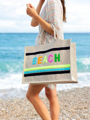 “Beach” Beach Bag, Natural