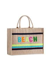 “Beach” Beach Bag, Natural