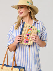 Shiraleah "Beach" Straw Zip Pouch, Natural