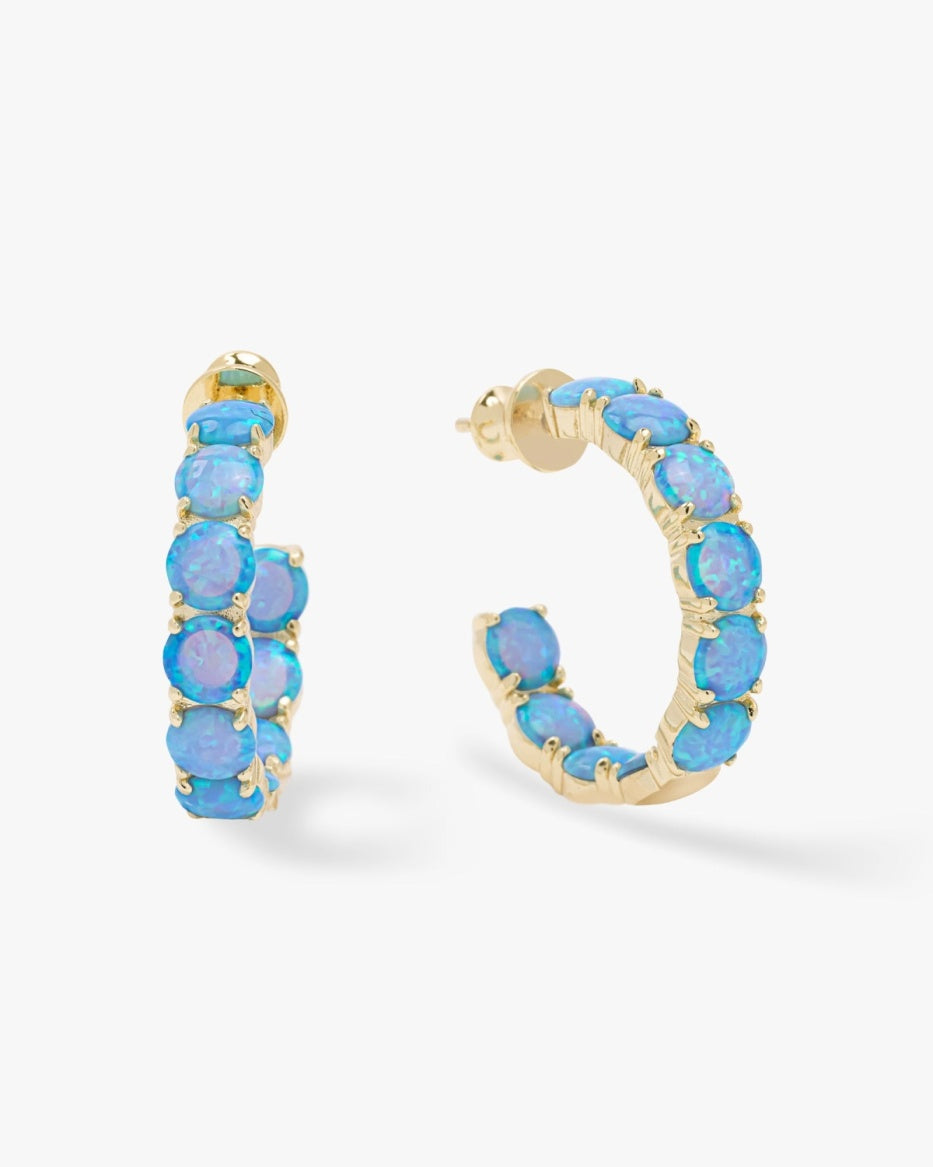 Oh She Fancy 1' Blue Opal Hoops