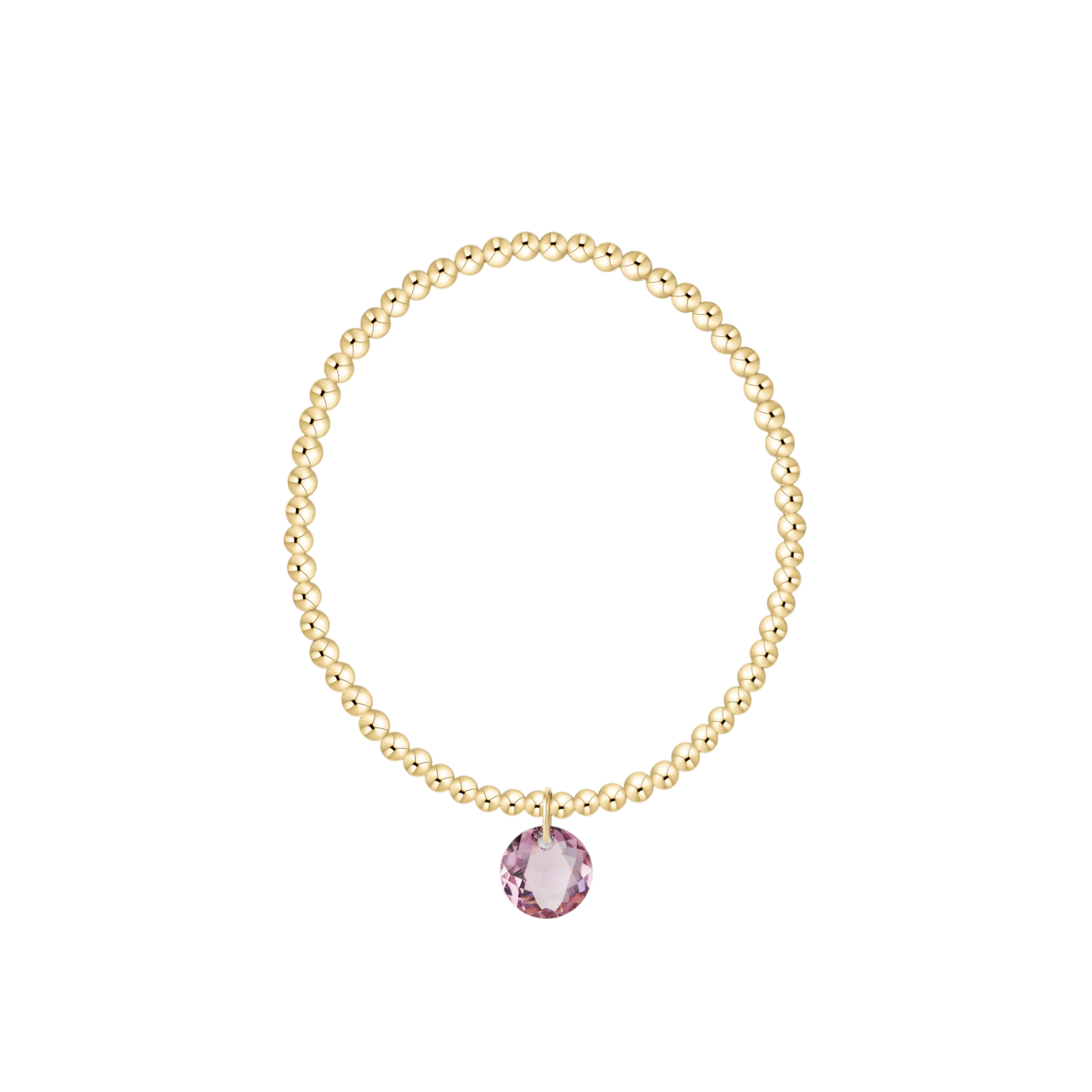 Classic Gold 3mm Bracelet - Reflection Birthstone Charm