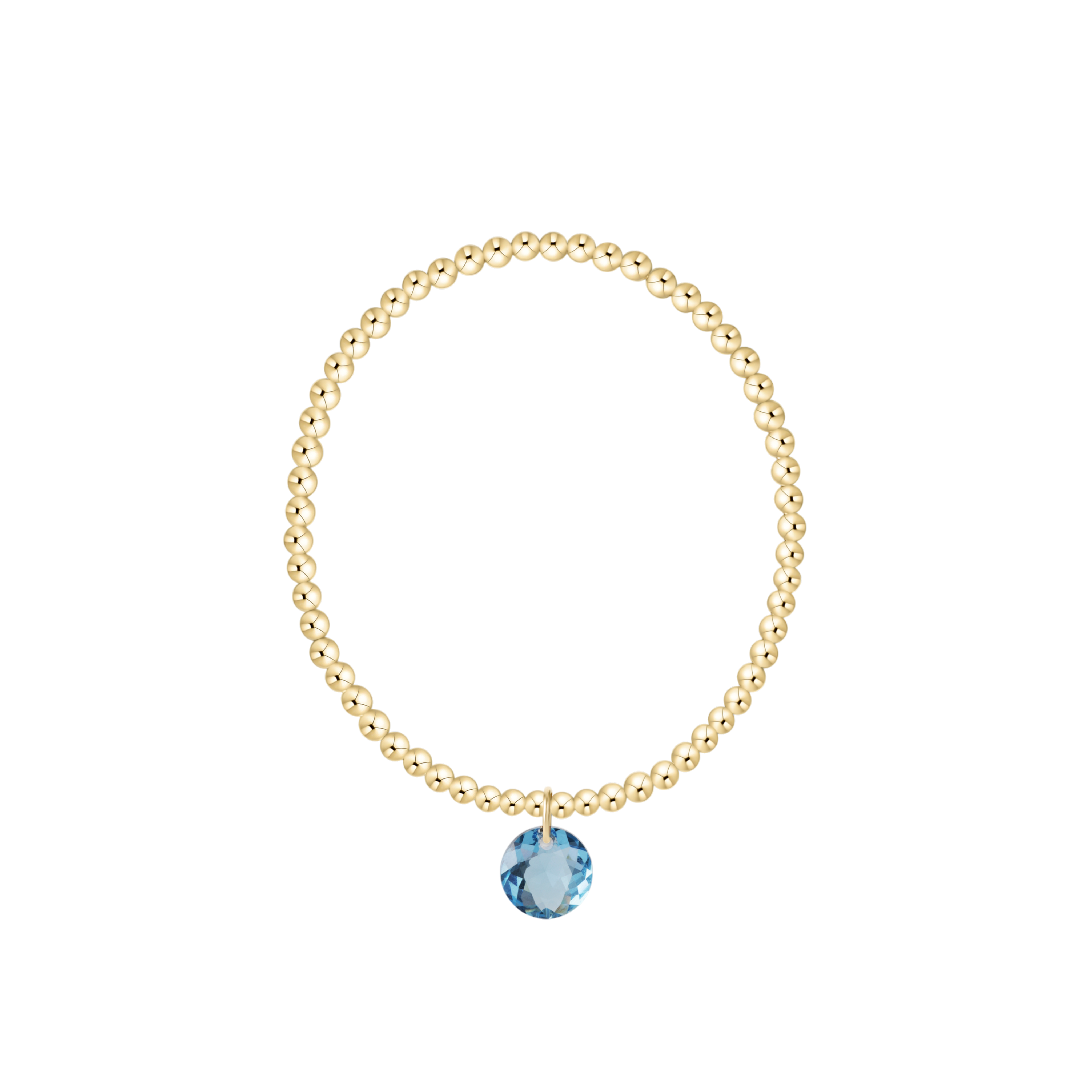 Classic Gold 3mm Bracelet - Reflection Birthstone Charm