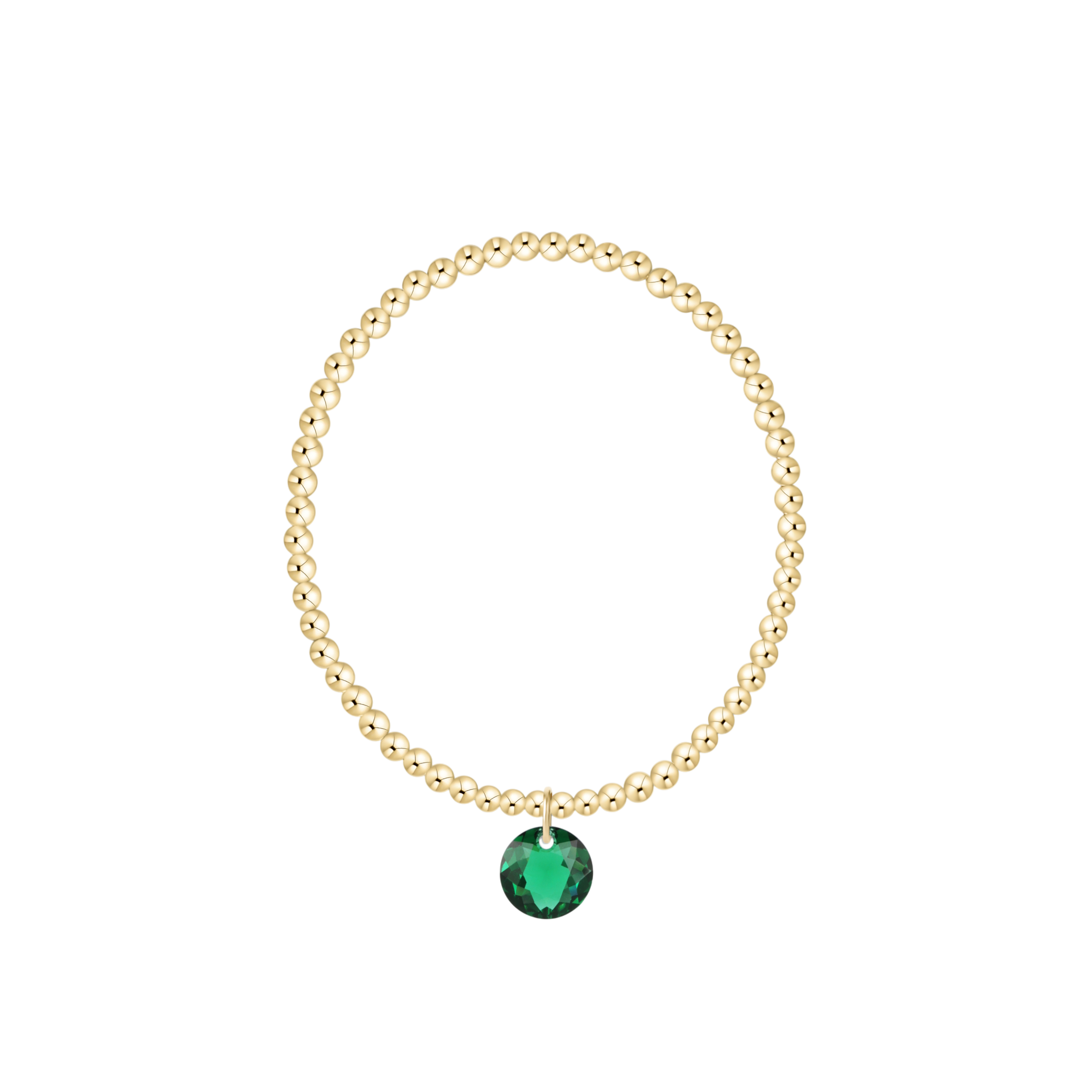 Classic Gold 3mm Bracelet - Reflection Birthstone Charm