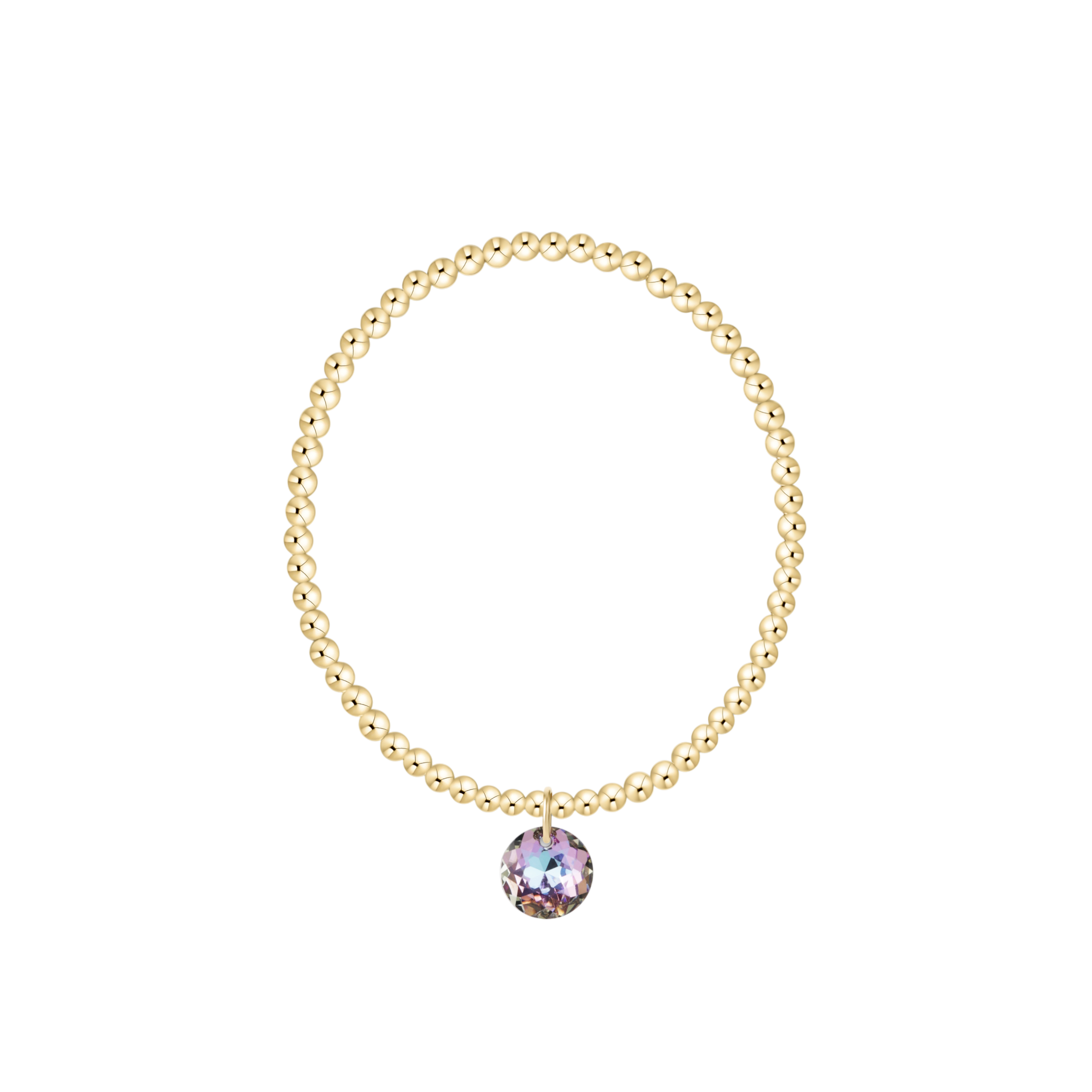 Classic Gold 3mm Bracelet - Reflection Birthstone Charm