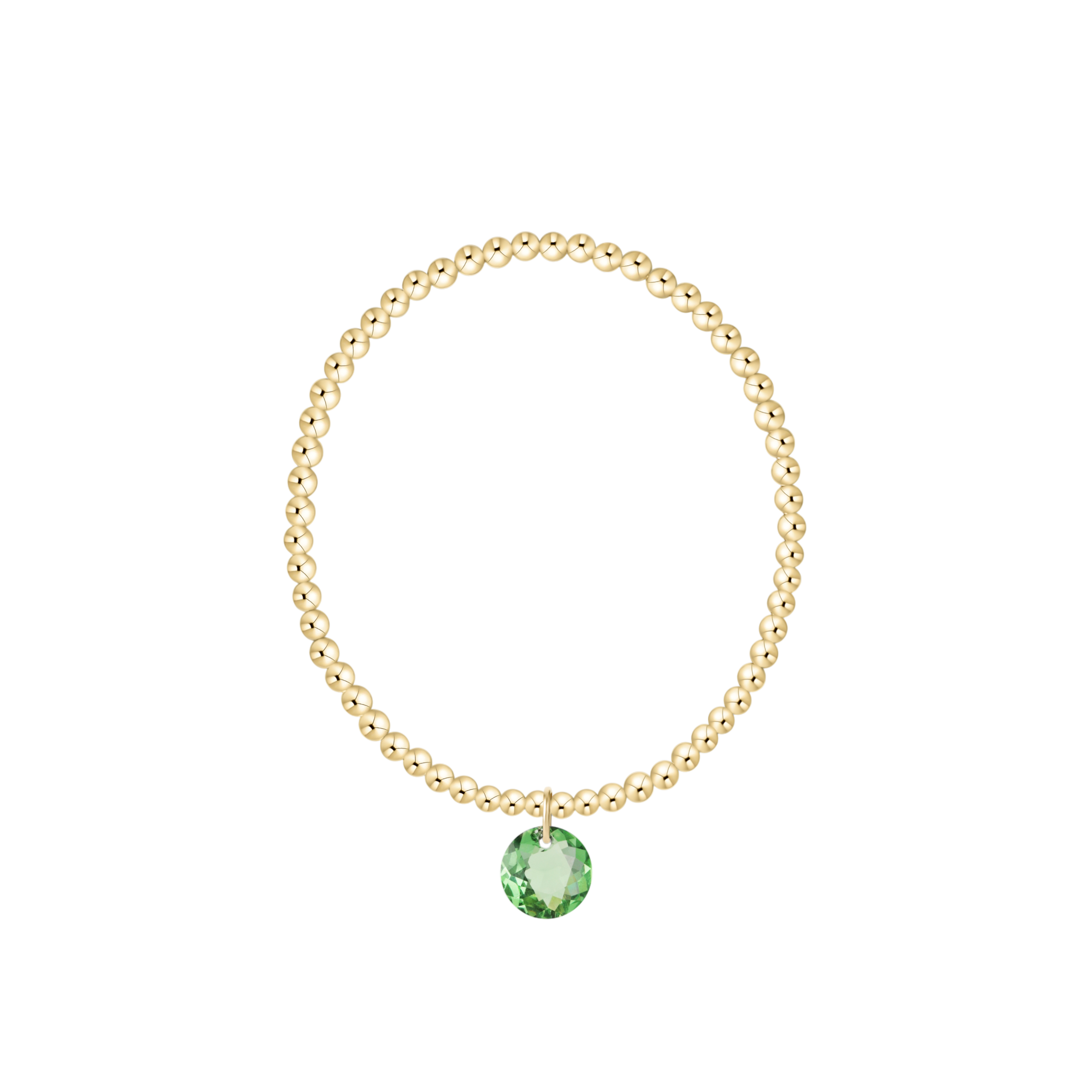 Classic Gold 3mm Bracelet - Reflection Birthstone Charm