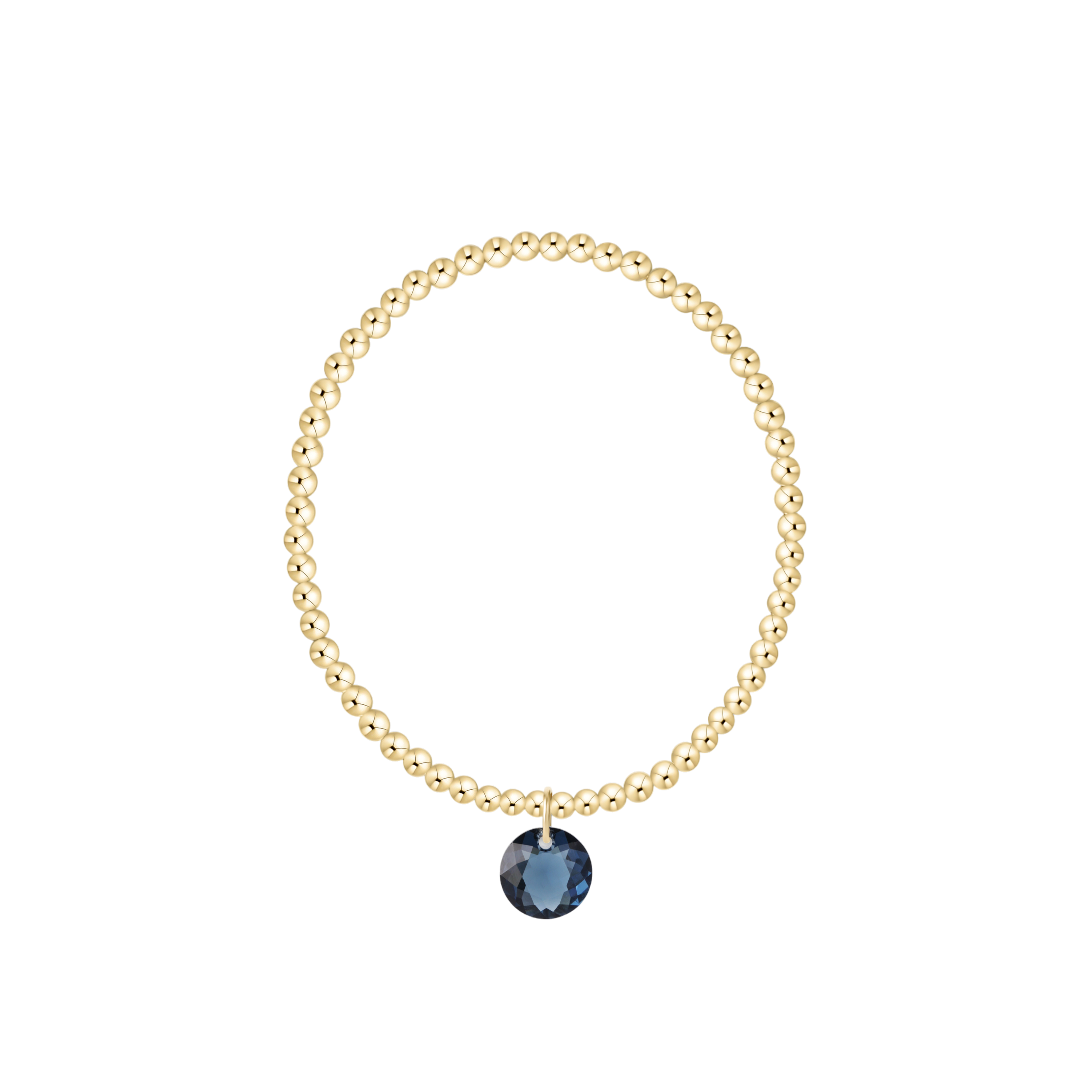 Classic Gold 3mm Bracelet - Reflection Birthstone Charm