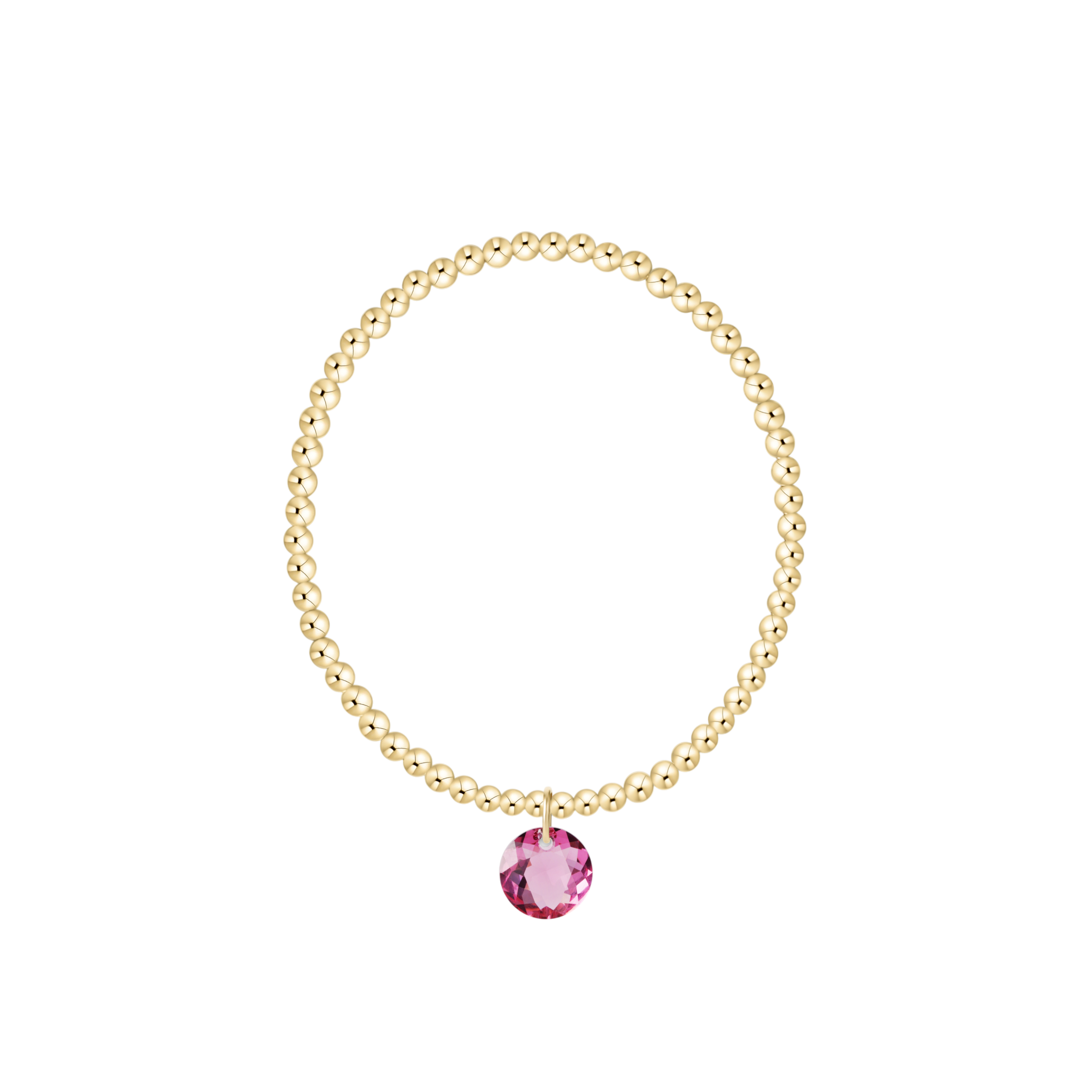 Classic Gold 3mm Bracelet - Reflection Birthstone Charm