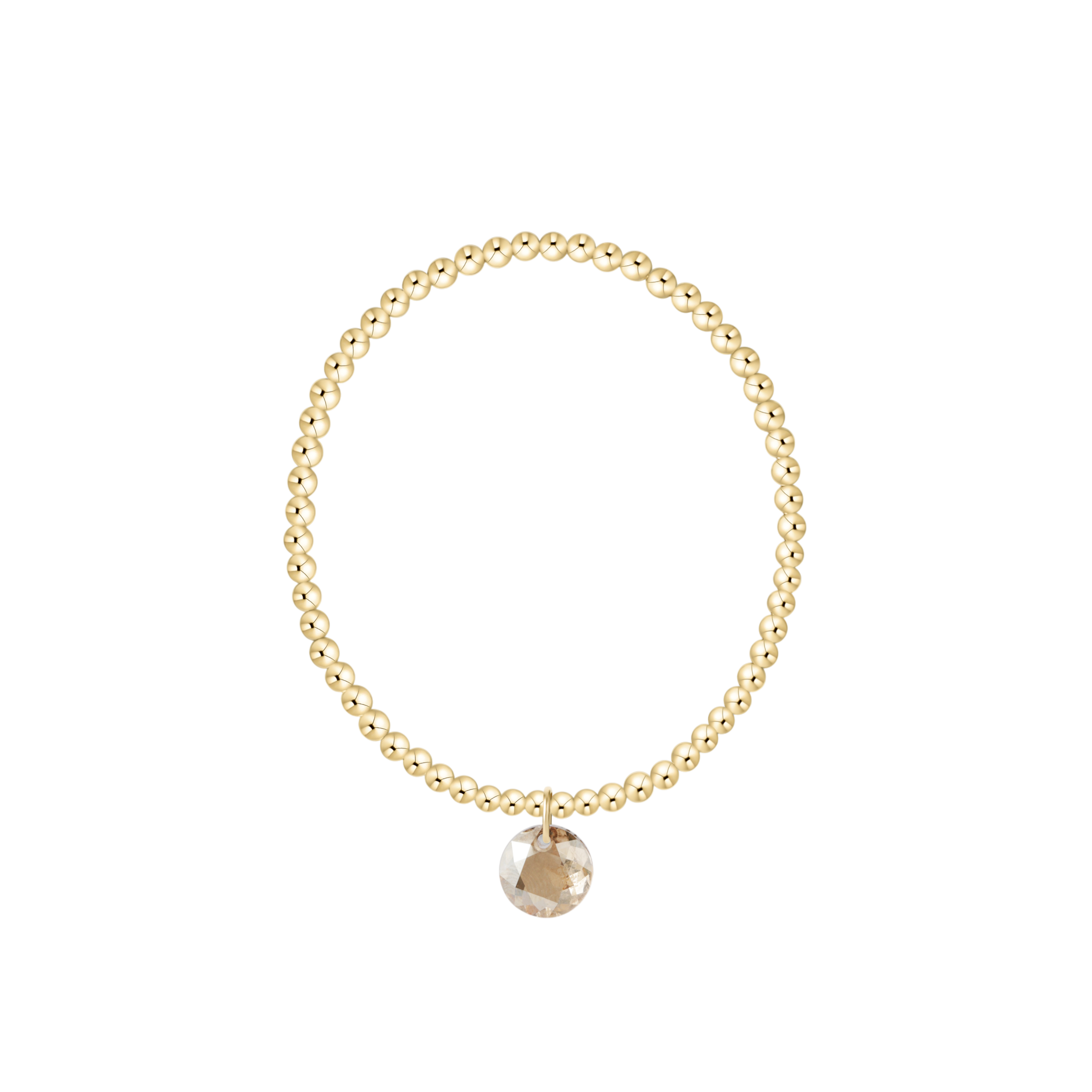 Classic Gold 3mm Bracelet - Reflection Birthstone Charm