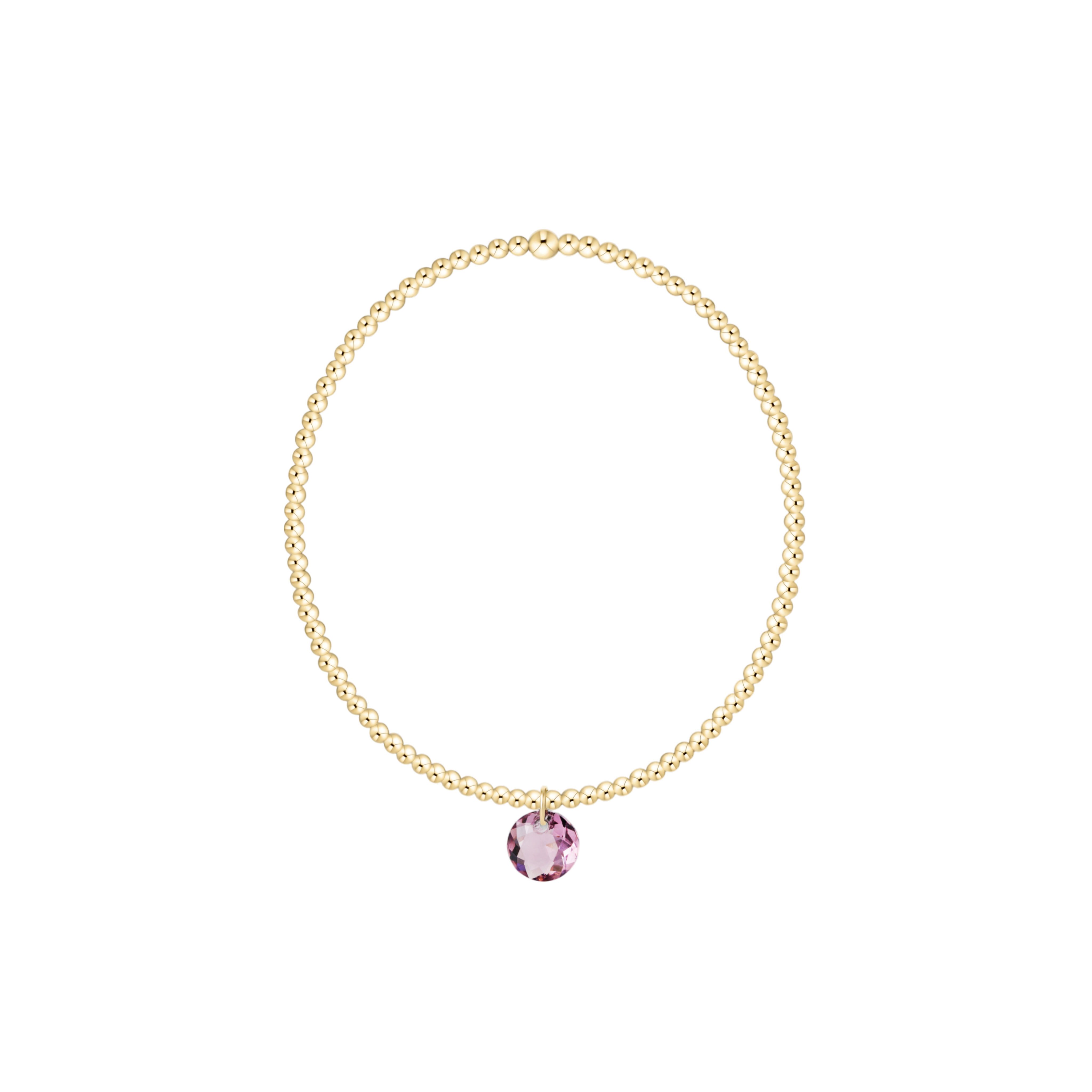 Classic Gold 2mm Bracelet - Reflection Birthstone Small Charm