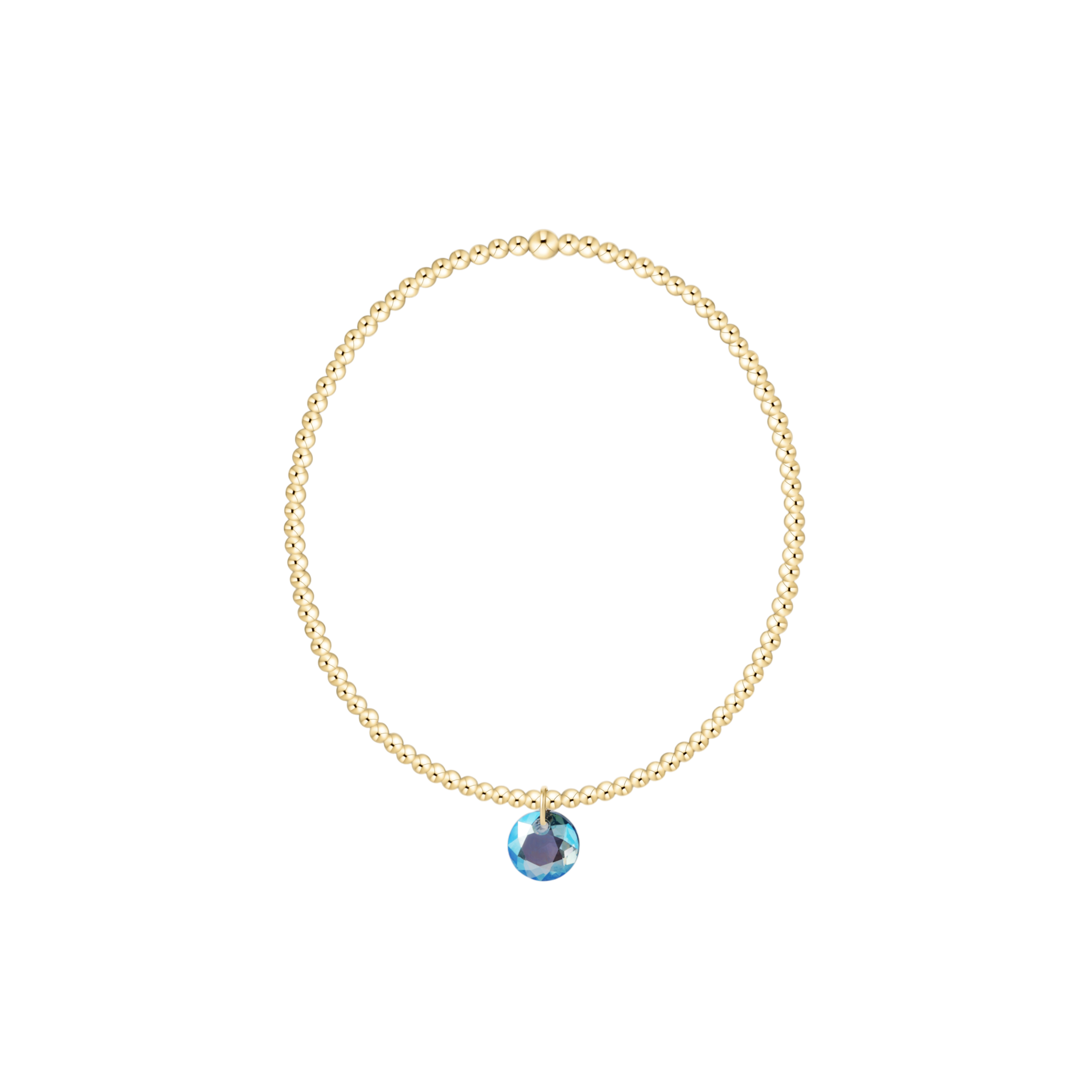 Classic Gold 2mm Bracelet - Reflection Birthstone Small Charm