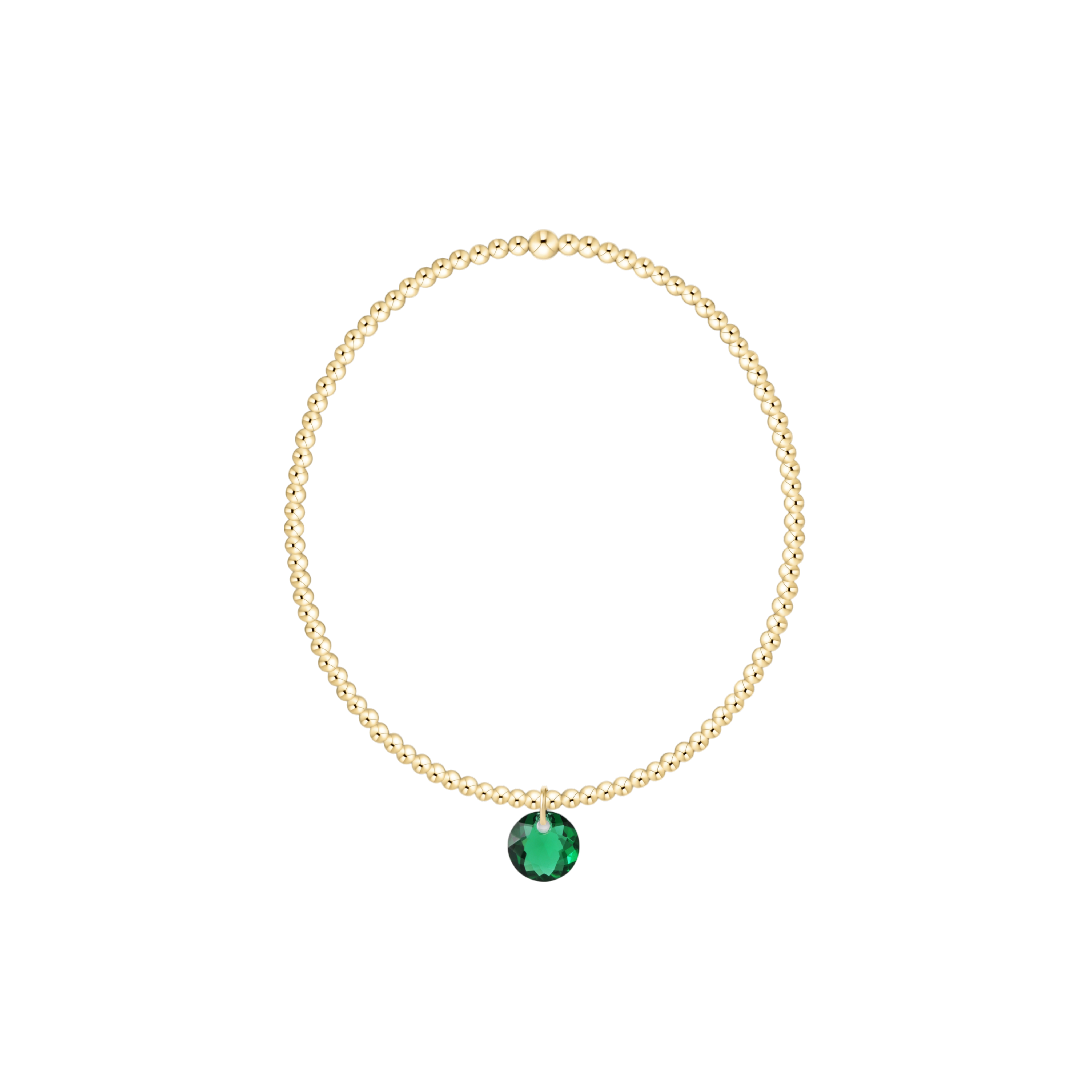 Classic Gold 2mm Bracelet - Reflection Birthstone Small Charm