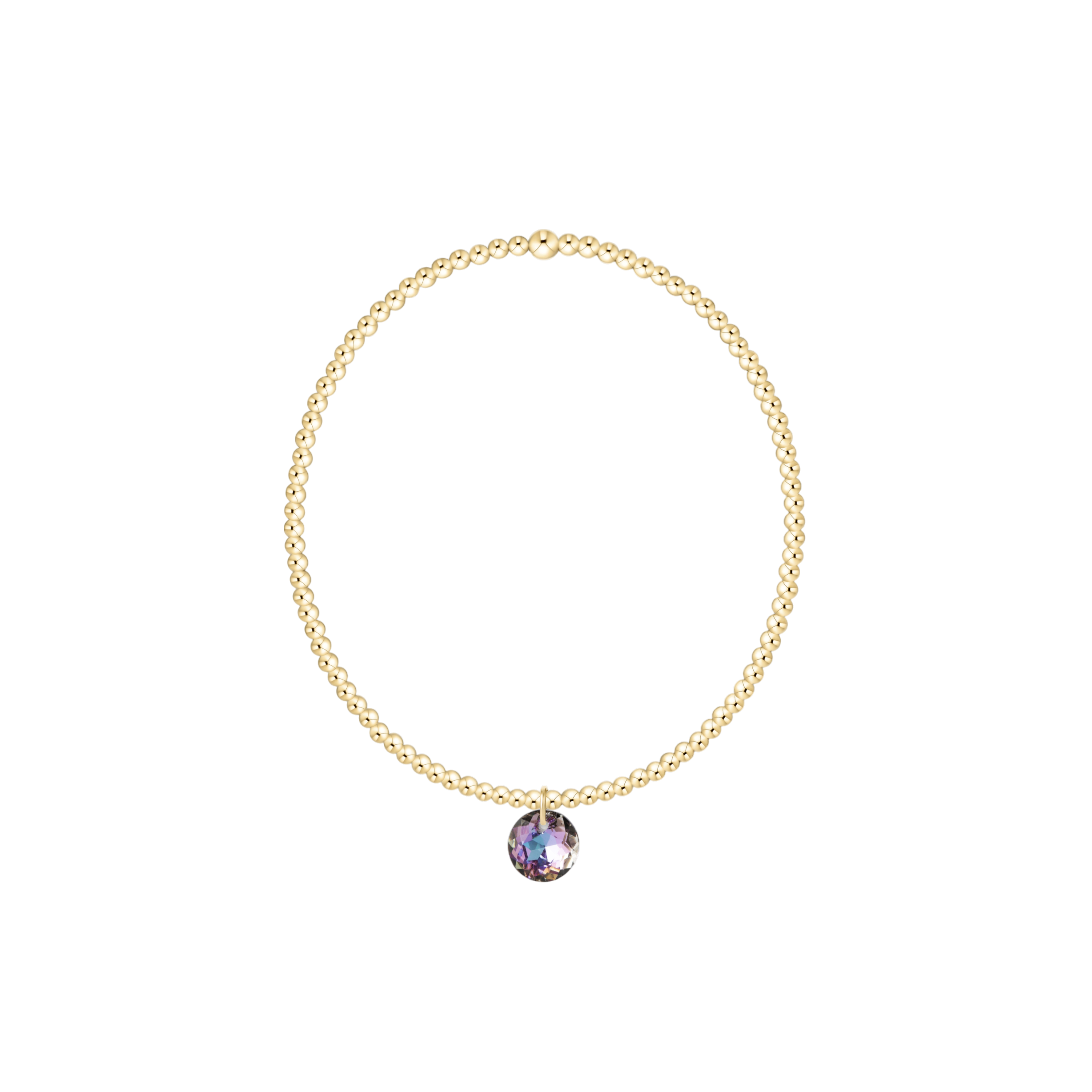Classic Gold 2mm Bracelet - Reflection Birthstone Small Charm